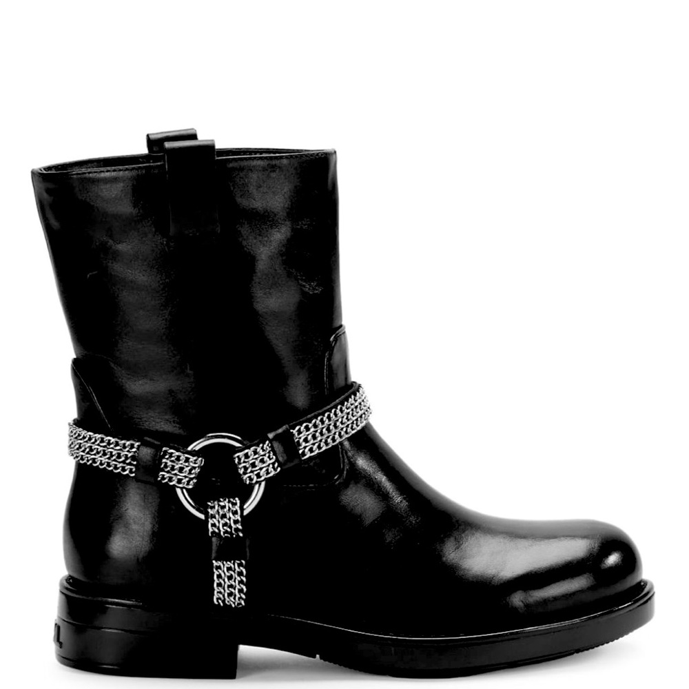 Karl Lagerfeld Paris Motorcycle Boots with chain detail